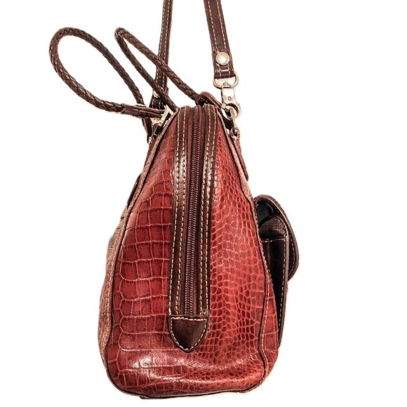 MC Marc Chantal Croc Embossed Western-Inspired Satchel ~ Shoulder Bag w/Key Tab! - Picture 3 of 16